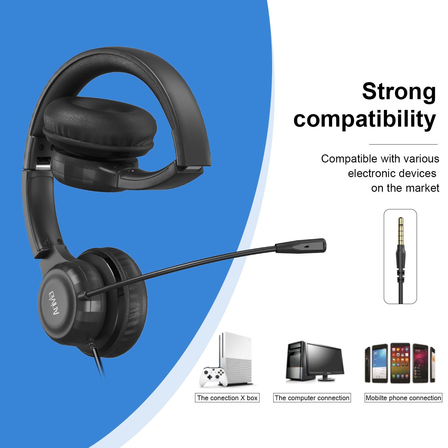 ANIVIA A7 Wired Headset with Noise-reduction Microphone Folding Rotating Headphone Integrated Headset for Game Conversation ANIVIA A7 Wired Headset with Noise-reduction Microphone Folding Rotating Headphone Integrated Headset for Game Conversation